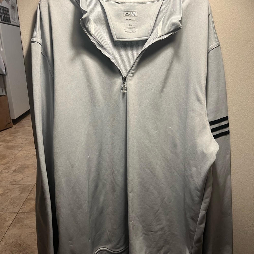 Adidas Men's Light Gray Quarter-Zip Jacket